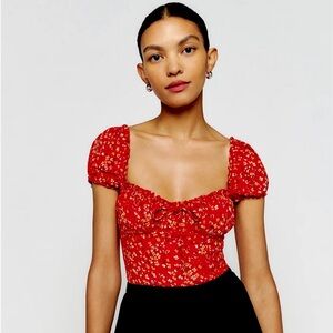 Reformation babydoll micaela top with bow in size 0 / XS
